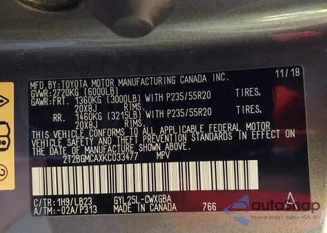 2019 Lexus Rx 450H z USA, uszkodzony, nr VIN 2T2BGMCAXKC033477